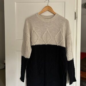 Chic Black and Cream Knit Sweater